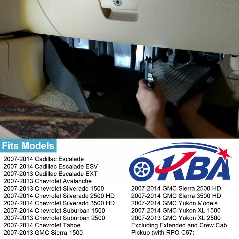 OKBA Cabin Air Filter Retrofit Kit Fits for 07-14 GM Chevy Silverado Sierra Tahoe Yukon Avalanche Suburban Cadillac Escalade Replaces OEM #: 22759208 259-200  22759203  103948 - Image 3